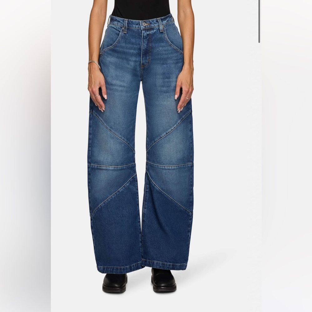 NWT The Frederic Barrel. Chic Dark Denim Jeans with Seam Details Sz 23